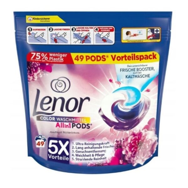 Lenor 3w1 kapsułki do prania 49 sztuk Color Amethyst